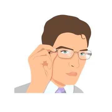 Face of a young man in glasses Stock Illustration