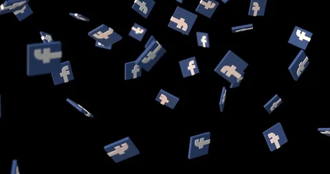 FACEBOOK 3d logo falling slow motion Stock Footage 101831328