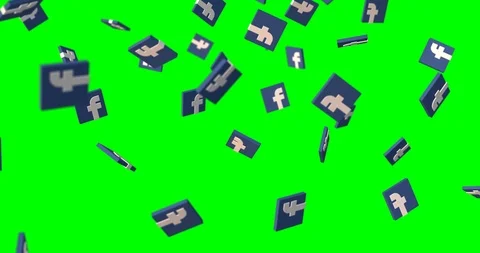 FACEBOOK 3d logo falling slow motion Stock Footage 101831806