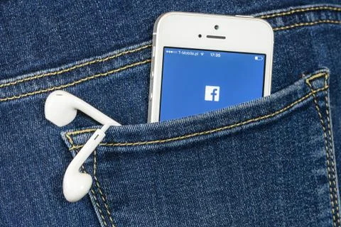 Facebook App on iPhone SE Stock Photos