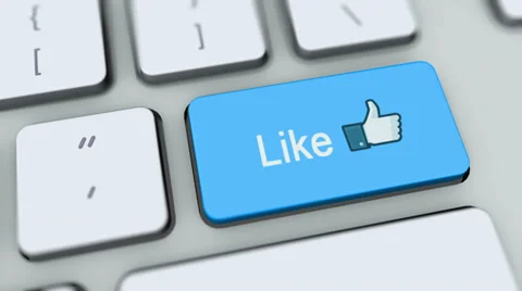Facebook Like button on computer keyboard. Key is pressed Stock Footage 35645428