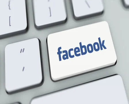 Facebook button on computer keyboard. Key is pressed, click for HD Stock Footage 35648126