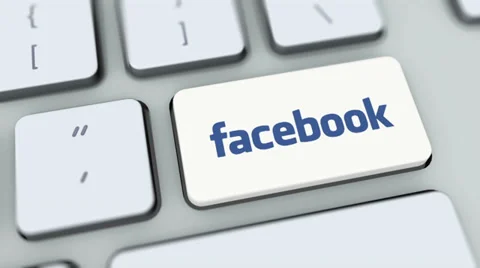 Facebook button on computer keyboard. Key is pressed, click for HD Stock Footage 35649319