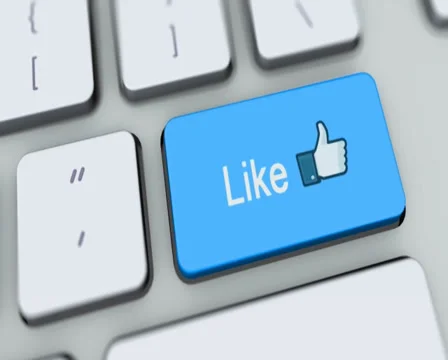 Facebook Like button on computer keyboard. Key is pressed, click for HD Stock Footage 35649329