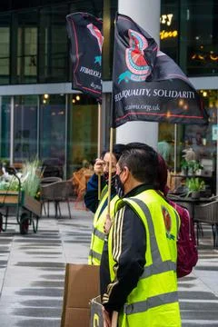 Facebook Cleaners Protesting Work Conditions, London Stock Photos