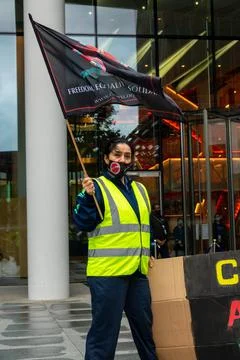 Facebook Cleaners Protesting Work Conditions, London Stock Photos