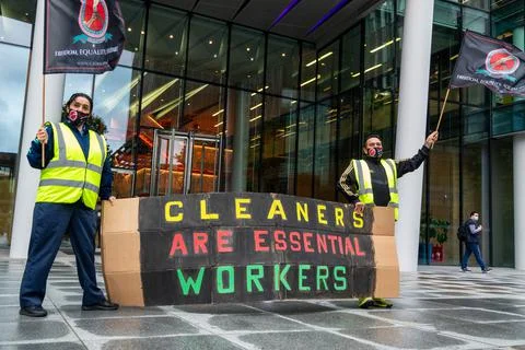 Facebook Cleaners Protesting Work Conditions, London Stock Photos