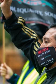 Facebook Cleaners Protesting Work Conditions, London Stock Photos