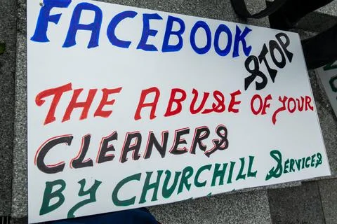 Facebook Cleaners Protesting Work Conditions, London Stock Photos