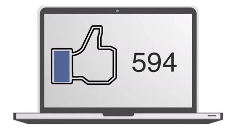 Facebook Like counter animation on a animated notebook screen 4K Stock Footage 48389754