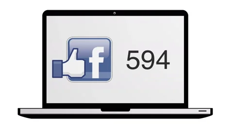 Facebook Like Counter on a notbook / macbook - animation Stock Footage 48424952