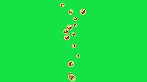 Facebook Haha React Emoji Flying Up Animation Green Screen Stock Footage 303111757