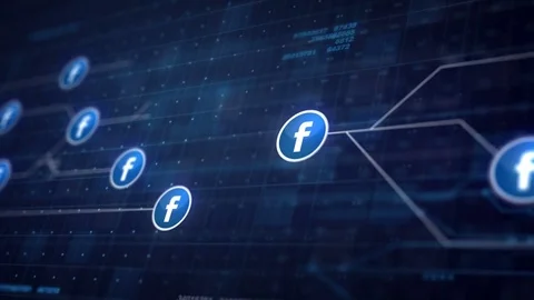 Facebook Icon Line Connection of Circuit Board Loop Animation 4K. Editorial.. Stock Footage 70536229