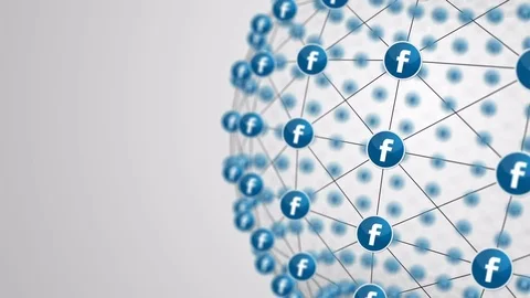 Facebook Icon Link Connection Sphere Rotate Looping Animation 4K. Editorial.. Stock Footage 70510384