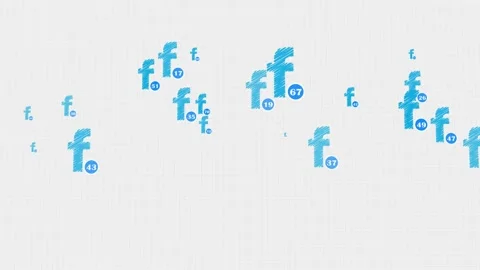 Facebook icons are drawn in a notebook with growing likes. Flying icons on the Stock Footage 194449332