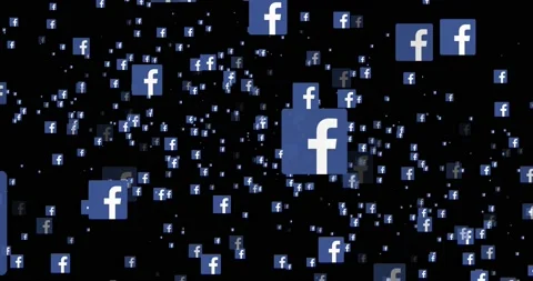 Facebook icons on the screen. Видео 233490488