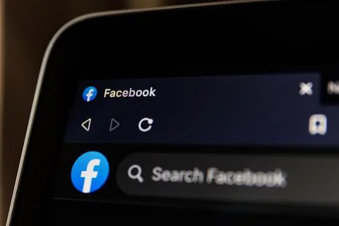 Facebook internet website on PC screen. Meta social network Stock Photos