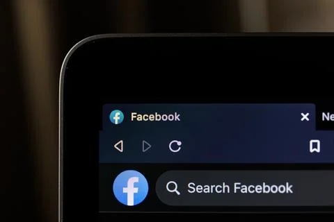 Facebook internet website on PC screen. Meta social network Stock Photos