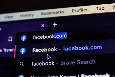 Facebook internet website on PC screen. Meta social network Stock Photos