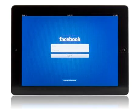 Facebook on ipad 3 Stock Photos