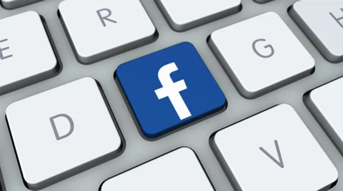 Facebook key mac board. Face book button on computer keyboard, click for HD Stock Footage 35646816