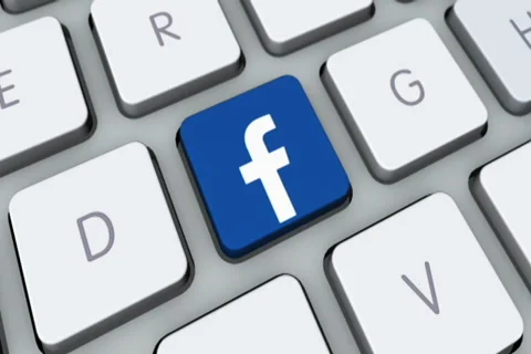 Facebook key mac board. Face book button on computer keyboard, click for HD Stock Footage 35648209