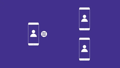 Facebook Libra Cryptocurrency Smartphones Network Vector Seamless Animation 動画素材 111035307