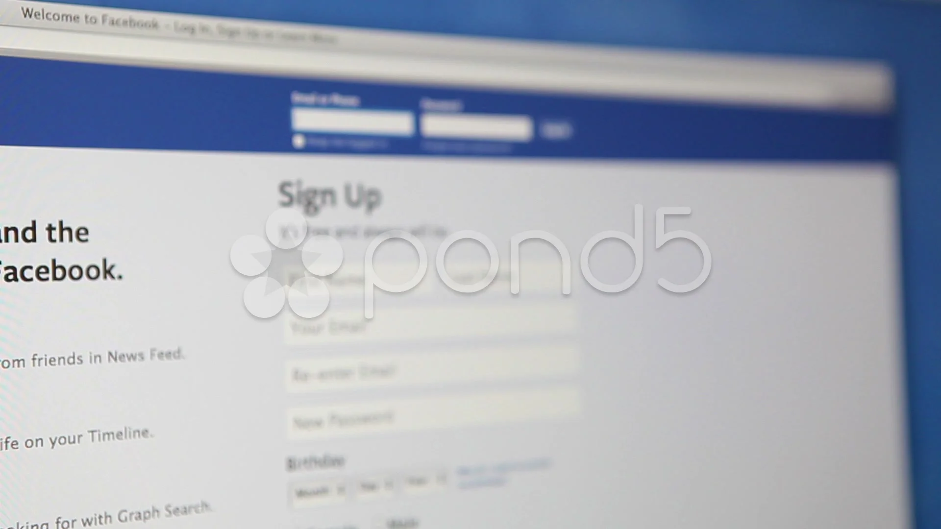 Facebook log-in website page