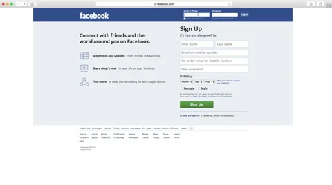 Facebook login web page editorial stock photo. Image of friends - 86207198