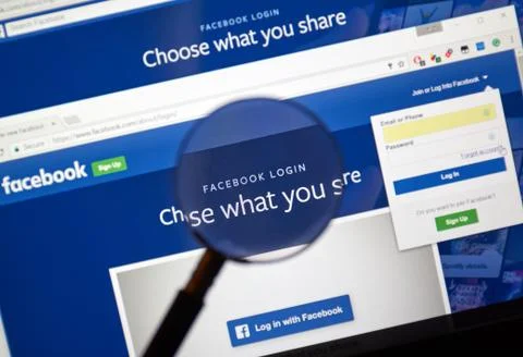 Facebook login web page Stock Photos