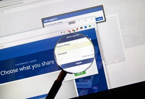 Facebook login web page 库存照片