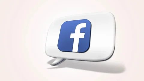 The Facebook logo rotating in a 3D speech bubble. Video stock 91023748