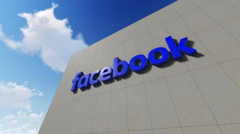 Facebook logo on the wall, Editorial use only Stock Illustration