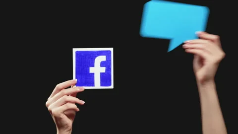 Facebook messenger hands website blank speech icon Stock Footage 134880872
