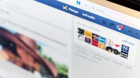 Facebook notification on computer Stock Photos