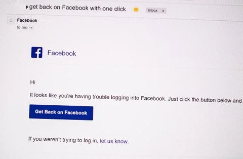 Facebook notification email on digital display Foto stock