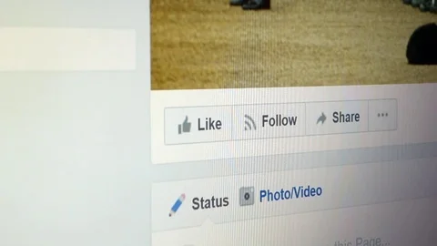 Facebook like page button action Stock Footage 84832299