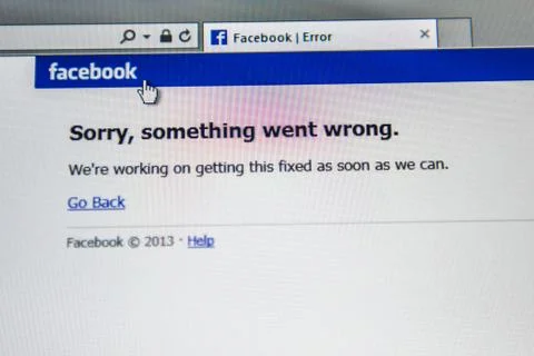 Facebook social network down Stock Photos