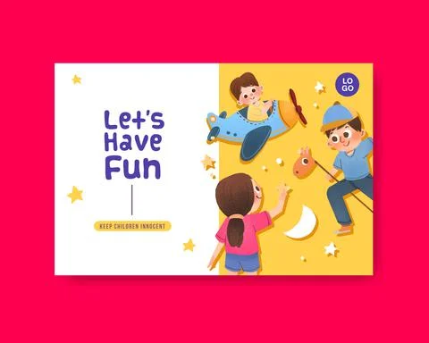 Facebook template with children's day concept design for social media and int Stock Illustration