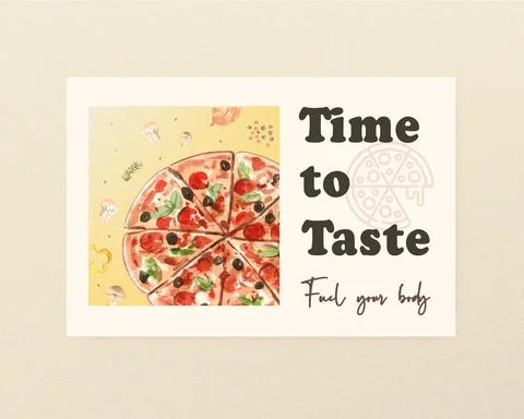 Facebook template with cooking design for brochure,web and leaflet watercolor Stock Illustration