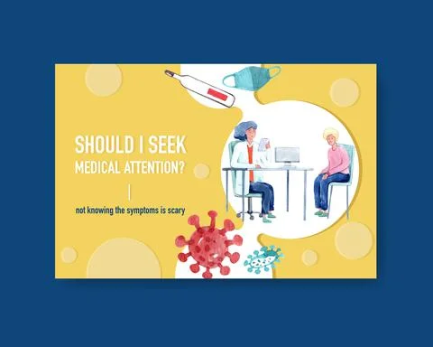 Facebook template illnesses concept design with people and doctor characters  Illustrazione stock