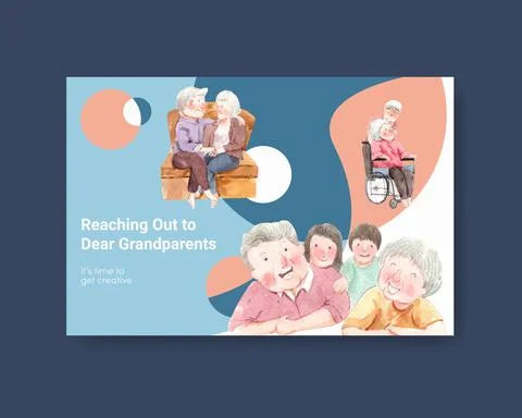 Facebook template with national grandparents day concept design for social me Stock Illustration