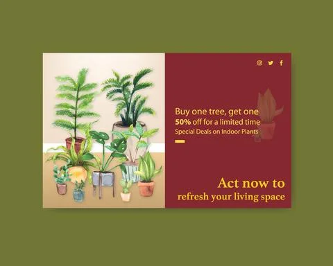 Facebook template with summer plants design for socail media,internet,web,onl Ilustración de archivo