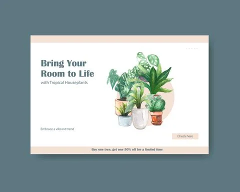 Facebook template with summer plants design for socail media,internet,web,onl Ilustración de archivo