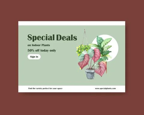 Facebook template with summer plants design for socail media,internet,web,onl Ilustración de archivo