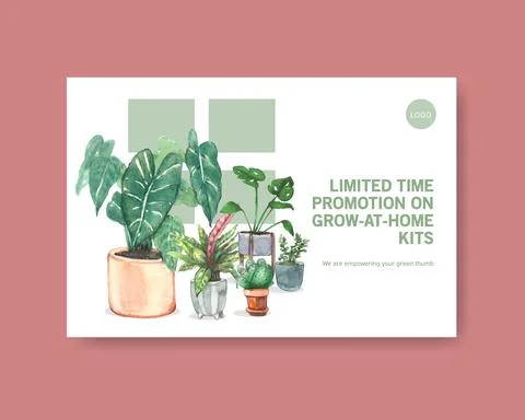 Facebook template with summer plants design for socail media,internet,web,onl Ilustración de archivo