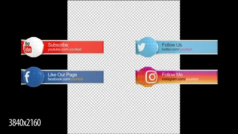 Facebook-twitter-youtube-instagram Lower Thirds After Effects stock
