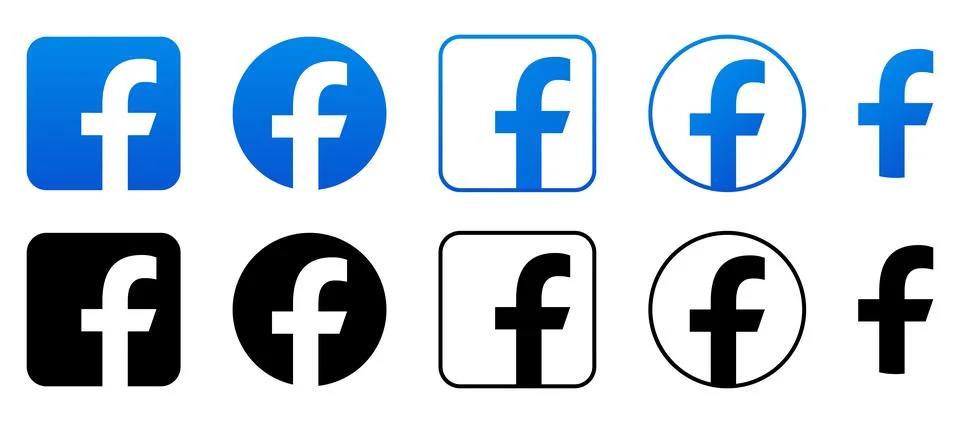Facebook Vector Logo Set Stock Illustration
