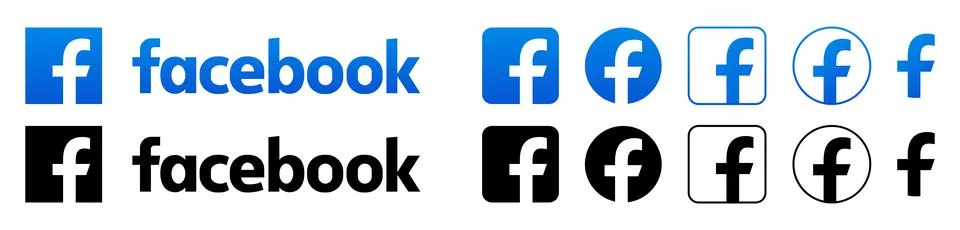 Facebook Vector Logo Set Stock Illustration