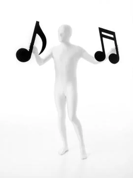 Facelees man with musical notes Illustrazione stock